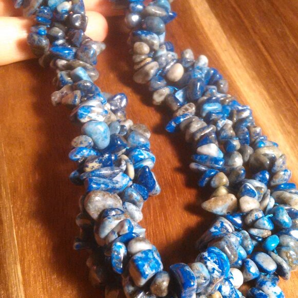 Lapis Lazuli Multi-Strand Stainless Steel Necklace - Picture 4 of 7